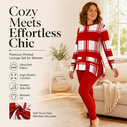 Women's Printed Long Sleeve Top & Leggings Set