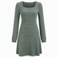Women's Square Neck Babydoll Dress with Pockets