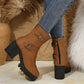 Women's Chunky Heel Buckle Mid-Calf Boots
