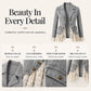Women's Notch Lapel Denim Jacket with Lace Hem