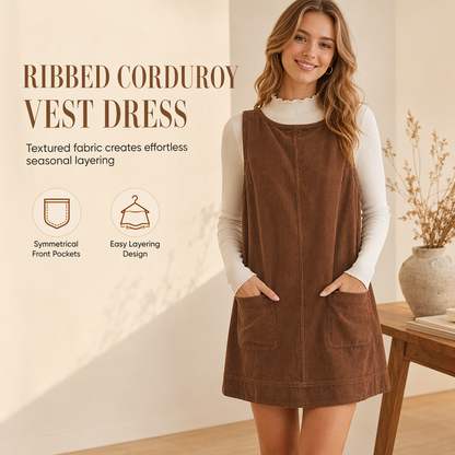 Women's Casual Corduroy Sleeveless Tank Dress