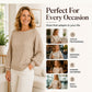 Women's Casual Lantern Sleeve Ribbed Knit Pullover