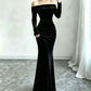 Women's Off-The-Shoulder Ruched Velvet Maxi Dress