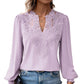 Women's Lace V-Neck Long Sleeve Top