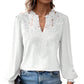 Women's Lace V-Neck Long Sleeve Top