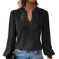 Women's Lace V-Neck Long Sleeve Top