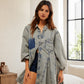 Women's Lantern Sleeve Button-Down Denim Dress