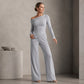 Women's Off-Shoulder Long Sleeve Top & Wide-Leg Pants Set