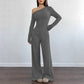 Women's Off-Shoulder Long Sleeve Top & Wide-Leg Pants Set