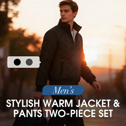 Men's Stylish Warm Jacket & Pants Two-Piece Set