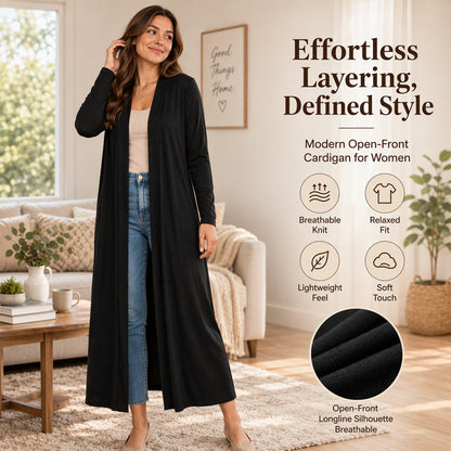 Women's Open Front Maxi Long Cardigan