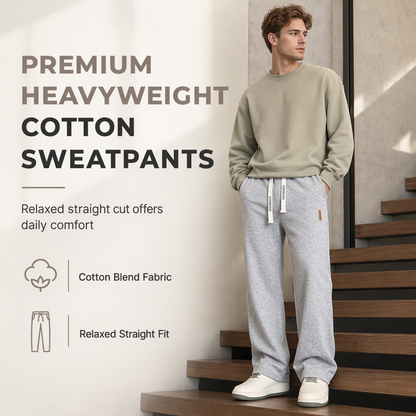 Men's Loose Fit Straight Leg Sweatpants Thick Casual Wide Leg Sports Pants for Autumn and Winter
