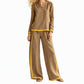 Women's Colorblock Long Sleeve Top & Wide-Leg Pants Set