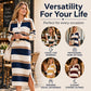 Women's Striped Collared Knit Sweater Dress