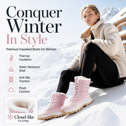 👢 Women's Waterproof Plush-Lined Mid-Calf Snow Boots
