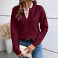 Women's Mock Neck Lace Trim Knit Sweater