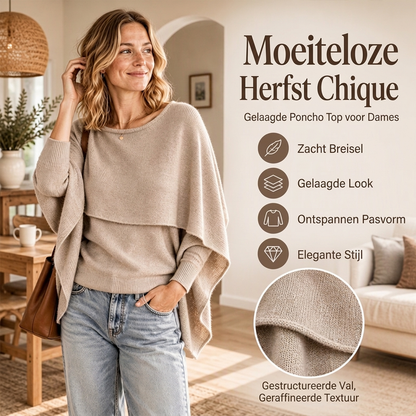 Women's Chic Mock 2-Piece Draped Shawl Top