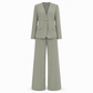 Elegant Two-Piece Suit Set with Tailored Blazer and Relaxed Wide-Leg Trousers