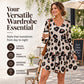 Women's Leopard Print V-Neck Long Sleeve Dress