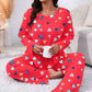 Women's Heart Print Long Sleeve Pajama Set