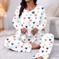 Women's Heart Print Long Sleeve Pajama Set