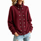 Women's Stand Collar Double-Breasted Knit Cardigan