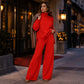 Women's Cozy Turtleneck Sweater and Wide-Leg Pants Set