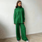 Women's Cozy Turtleneck Sweater and Wide-Leg Pants Set