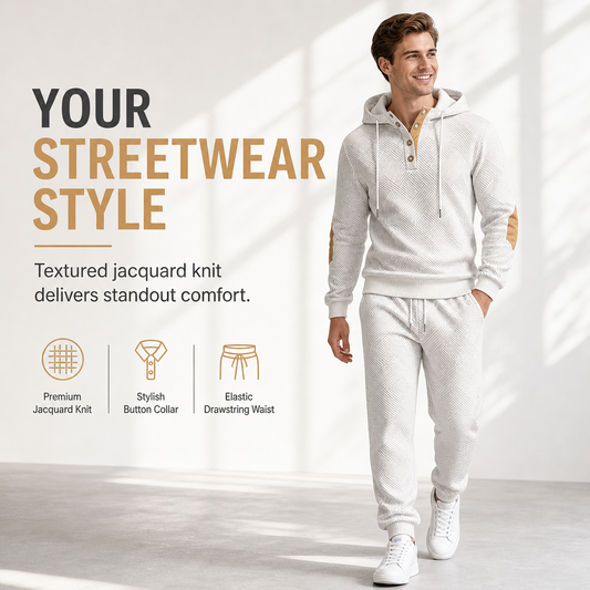 🖤Black Friday Sale:50% OFF🖤 🧥 Men's 2 Piece Hoodie Set – Premium Jacquard Knit, Breathable & Always Cool