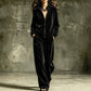 Women's Faux Suede Zip-Up Jacket & Pants Set