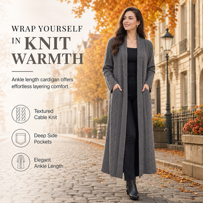 Casual Solid Color Long Knit Cardigan Sweater