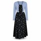 Women's Vintage Floral Slip Dress and Cropped Ribbed Knit Cardigan 2-Piece Set