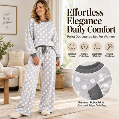 Women's Polka Dot Sweatshirt & Wide-Leg Pants Set