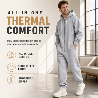 Men's Winter Tracksuit Set with Full-Zip Hoodie and Jogger Pants