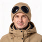 Unisex Warm Knit Beanie with Goggles