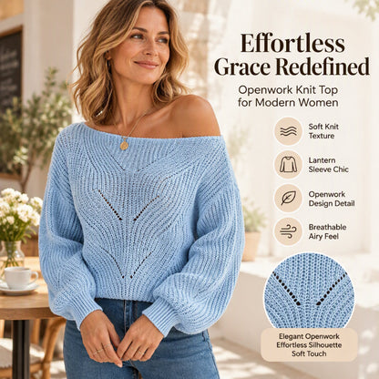 Women's Off-Shoulder Hollow-Out Knit Sweater