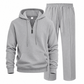 Men's Casual 2 Piece Waffle Knit Tracksuit Set Half Zip Hoodie and Straight Leg Pants