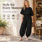 Women's Textured Batwing Sleeve Top & Lantern Pants Set