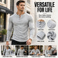 Men's Casual Slim Fit Ribbed Henley T-Shirt