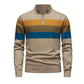 Men's Casual Slim Fit Half-Zip Striped Sweater