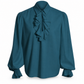 Womens French Ruffle Collar Blouse with Lace Trim Cuffs for Halloween Vampire Costume and Stage Performance