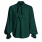 Womens French Ruffle Collar Blouse with Lace Trim Cuffs for Halloween Vampire Costume and Stage Performance