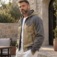 Men's Casual Color-Block Zip-Up Hooded Jacket