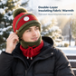 Women Winter Warm Knit Hat with Face Mask and Neck Warmer Windproof Ear Protection Beanie for Cycling