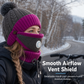 Women Winter Warm Knit Hat with Face Mask and Neck Warmer Windproof Ear Protection Beanie for Cycling