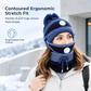 Women Winter Warm Knit Hat with Face Mask and Neck Warmer Windproof Ear Protection Beanie for Cycling