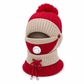 Women Winter Warm Knit Hat with Face Mask and Neck Warmer Windproof Ear Protection Beanie for Cycling