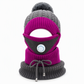 Women Winter Warm Knit Hat with Face Mask and Neck Warmer Windproof Ear Protection Beanie for Cycling