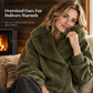 Women's Relaxed Fit Coat with Plush Faux Fur Collar and Asymmetrical Zipper