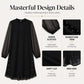 Women's Elegant Dress with Sheer Dotted Sleeves